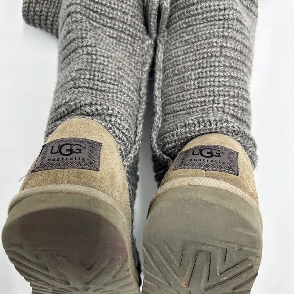 UGG Australia Cardy Classic Knit Tall Sweater Boots Gray Women Size 7 - Picture 7 of 8